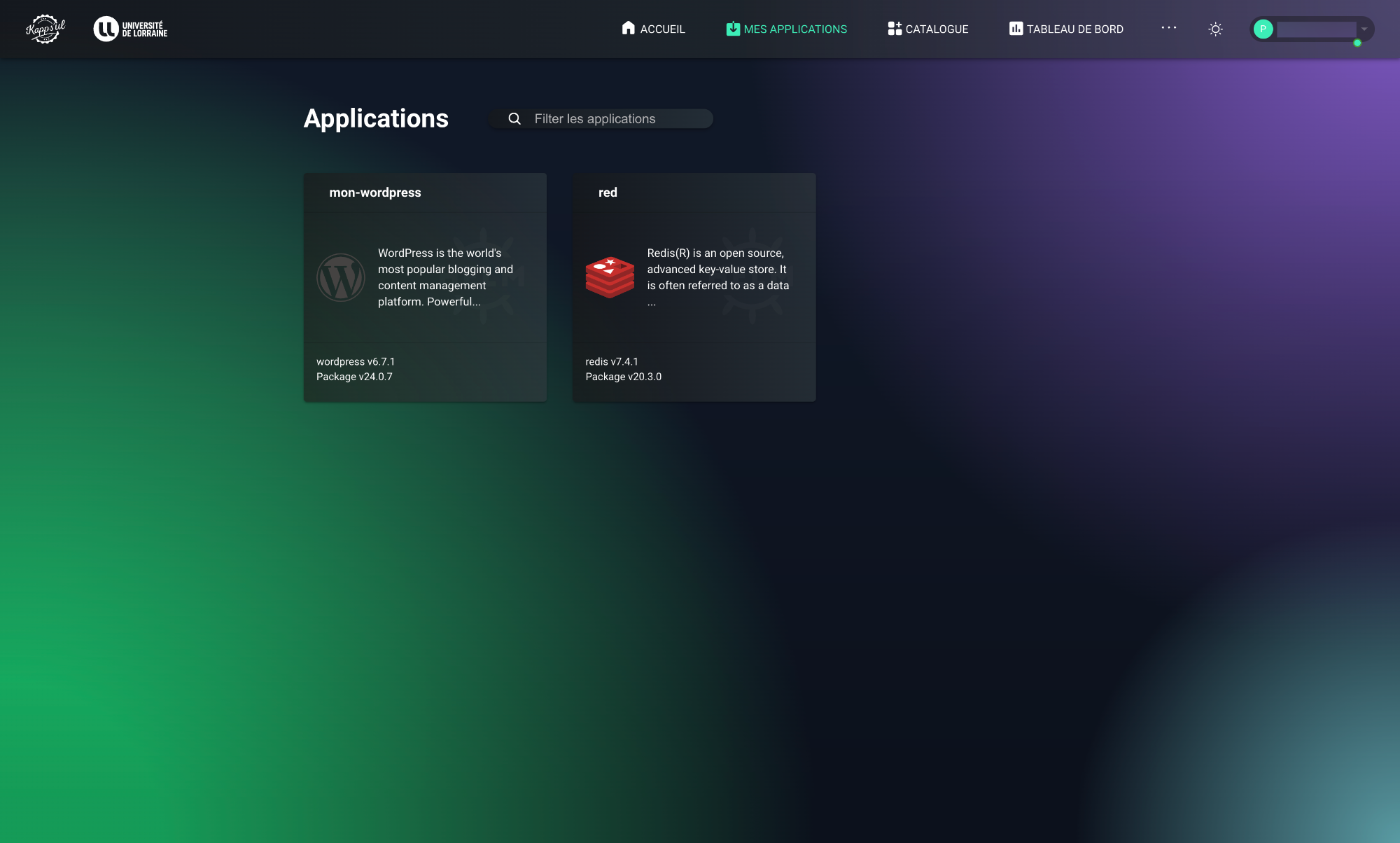Applications déployées
